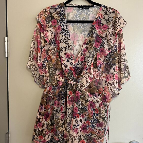 ZARA Floral Ruffle Dress - XL - Picture 1 of 4